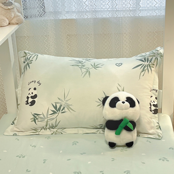 91家纺网 家纺一手货源 找家纺 2024新款小清新全棉印花学生宿舍三件套-68系列 A竹子熊猫