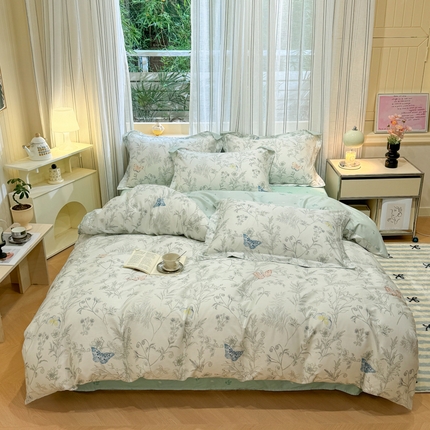 91家纺网 家纺一手货源 找家纺 （总）2024新款小清新全棉印花四件套-68系列