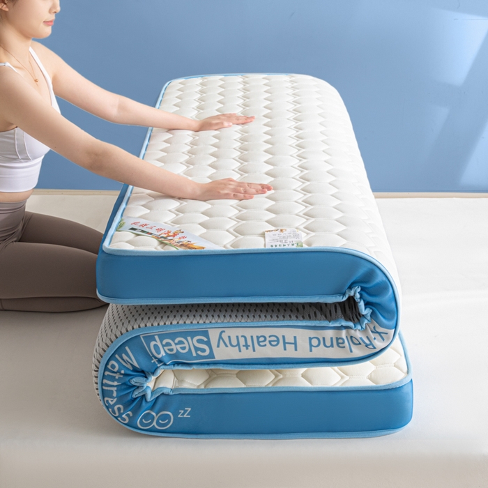 91家纺网 家纺一手货源 找家纺 欣罗兰垫业 2024新款A类牛奶丝记忆棉床垫 菱形蓝