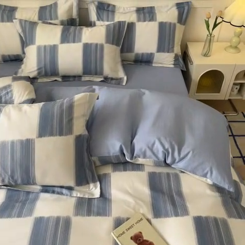 91家纺网 家纺一手货源 找家纺 2024新款小清新全棉印花四件套-68系列 D简西