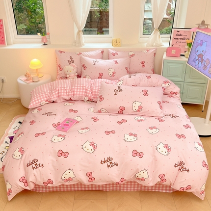 91家纺网 家纺一手货源 找家纺 （总）桃子家居 2024新款三丽鸥正版授权卡通纯棉印花系列四件套