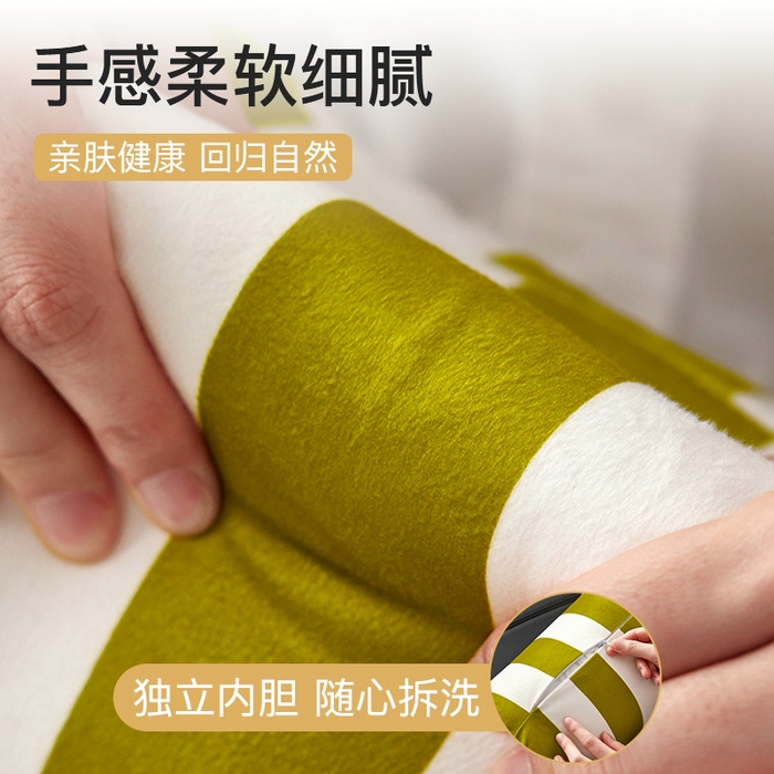 91家纺网 家纺一手货源 找家纺 （总）美茉家居 2024新款丝绒彩条糖果枕