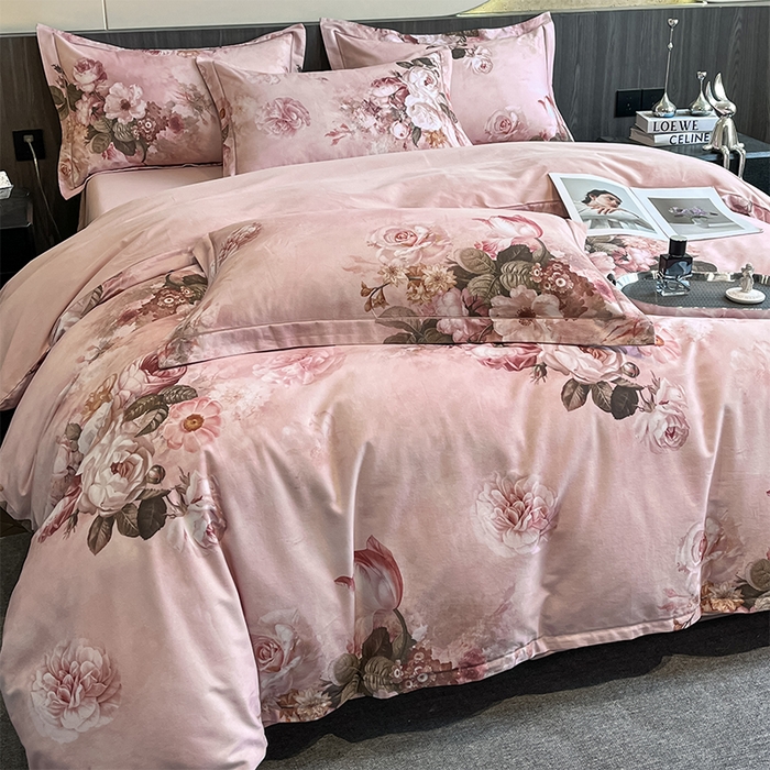 91家纺网 家纺一手货源 找家纺 格里芬家纺 2025新款花卉系列全棉加厚磨毛数码印花四件套（控价劵后标准208起） 倾城花恋