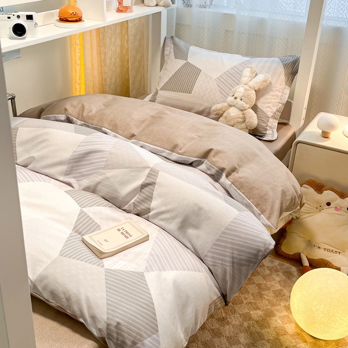 91家纺网 家纺一手货源 找家纺 2024新款小清新全棉印花学生宿舍三件套-68系列 D贝尔