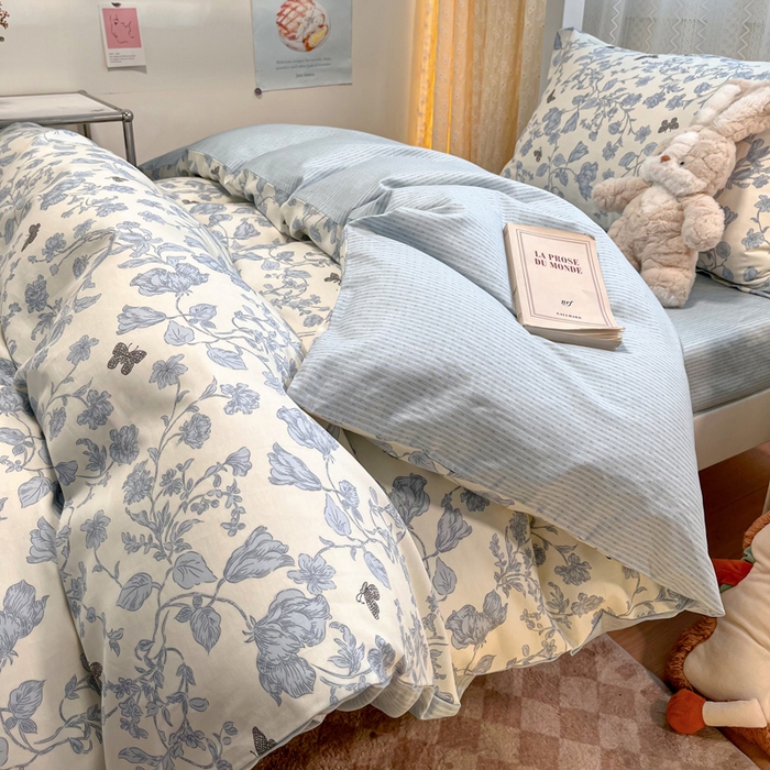 91家纺网 家纺一手货源 找家纺 2024新款小清新全棉印花学生宿舍三件套-68系列 A殊雅