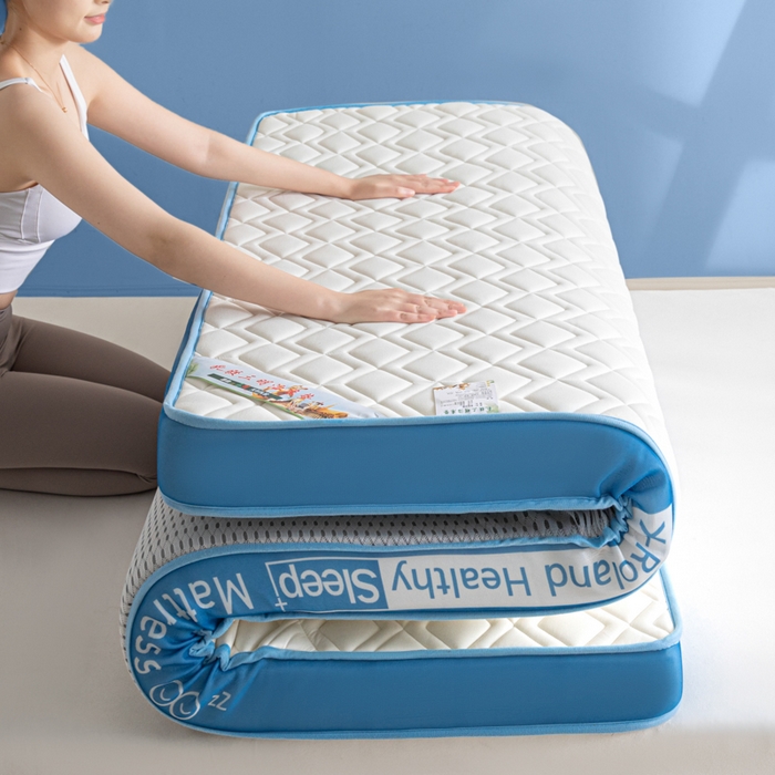 91家纺网 家纺一手货源 找家纺 欣罗兰垫业 2024新款A类牛奶丝记忆棉床垫 梦幻蓝