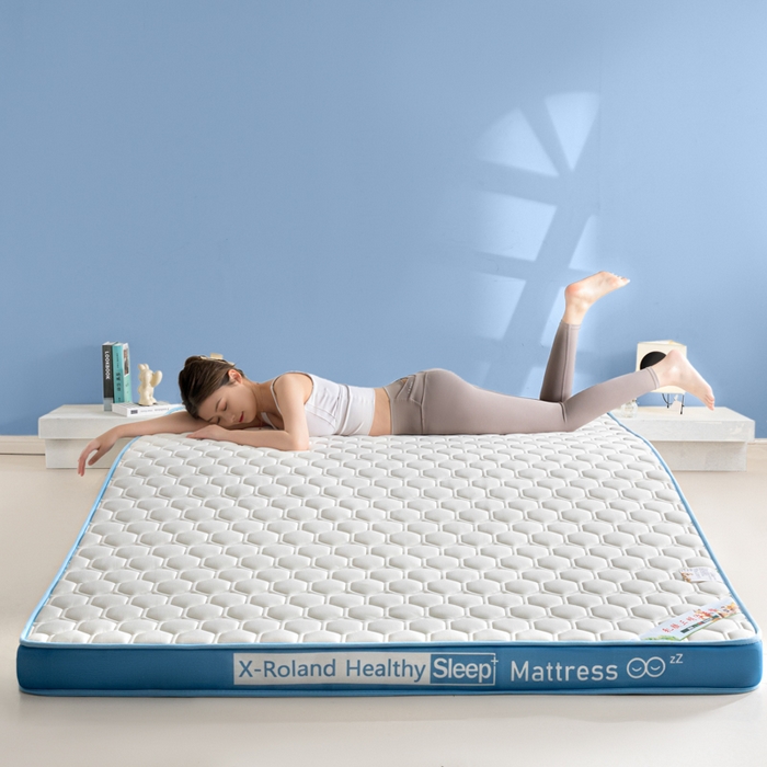 91家纺网 家纺一手货源 找家纺 欣罗兰垫业 2024新款A类牛奶丝记忆棉床垫 菱形蓝