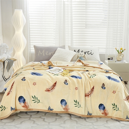 91家纺网 家纺一手货源 找家纺 （总）肖恩毯业 2025新款印花云貂绒毛毯沙发盖毯午睡毯子