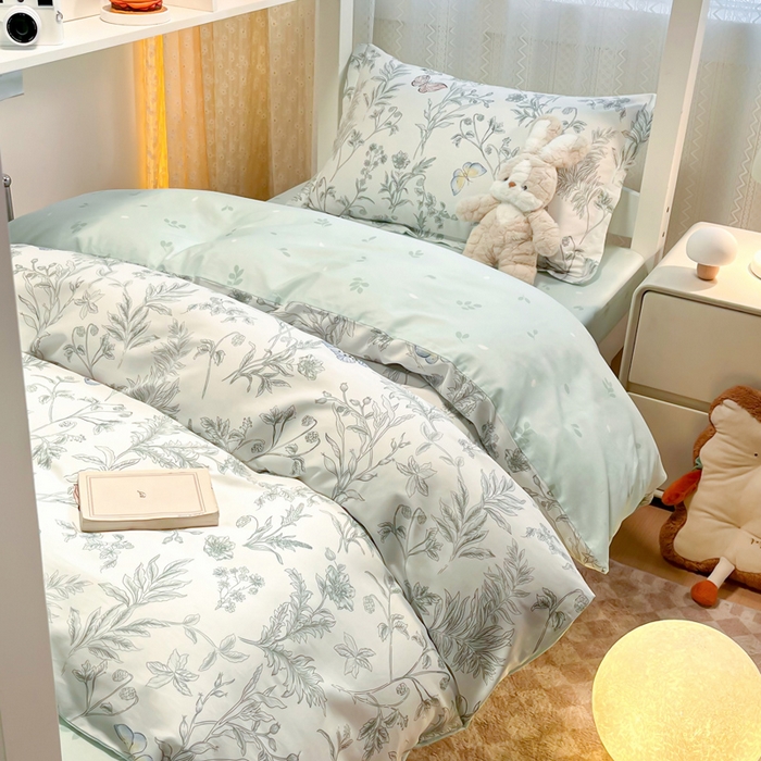 91家纺网 家纺一手货源 找家纺 2024新款小清新全棉印花学生宿舍三件套-68系列 B素汐