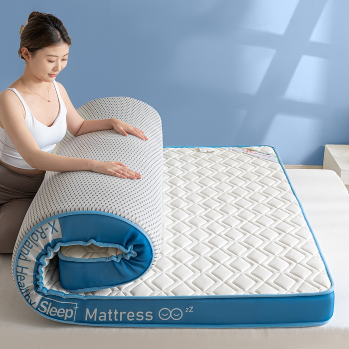 91家纺网 家纺一手货源 找家纺 欣罗兰垫业 2024新款A类牛奶丝记忆棉床垫 梦幻蓝