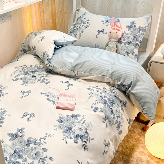 91家纺网 家纺一手货源 找家纺 2024新款小清新全棉印花学生宿舍三件套-68系列 F春宛