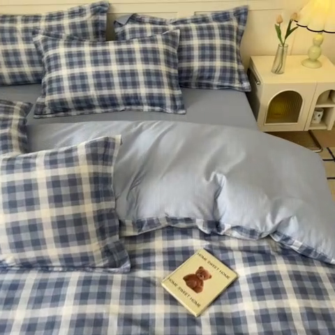 91家纺网 家纺一手货源 找家纺 2024新款小清新全棉印花四件套-68系列 D格瑞