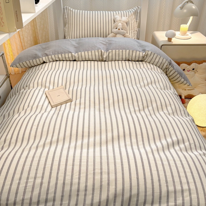 91家纺网 家纺一手货源 找家纺 2024新款小清新全棉印花学生宿舍三件套-68系列 D写书