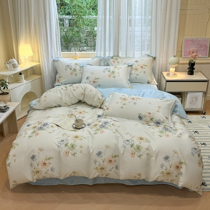 91家纺网 家纺一手货源 找家纺 （总）2024新款小清新全棉印花四件套-68系列
