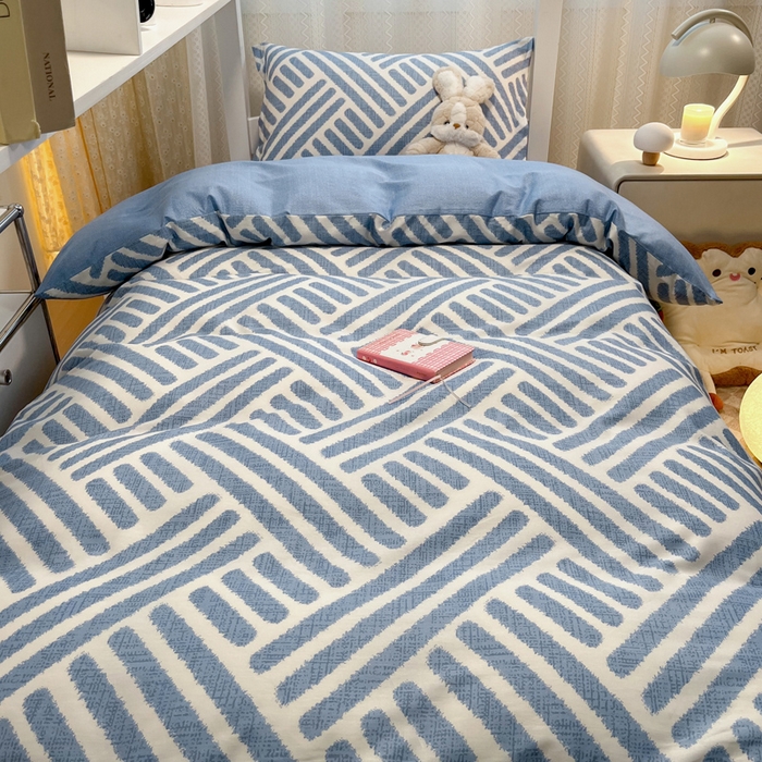 91家纺网 家纺一手货源 找家纺 2024新款小清新全棉印花学生宿舍三件套-68系列 D洛伊-兰