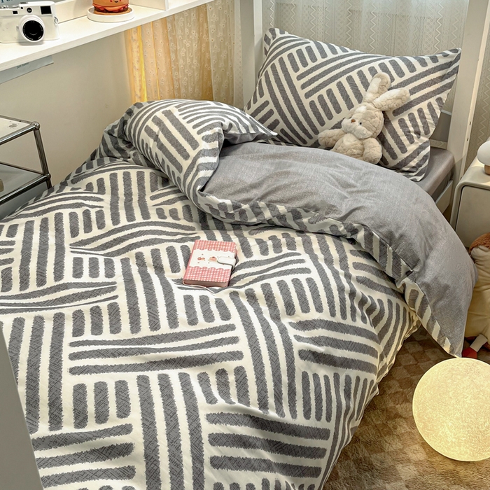 91家纺网 家纺一手货源 找家纺 2024新款小清新全棉印花学生宿舍三件套-68系列 D洛伊-灰