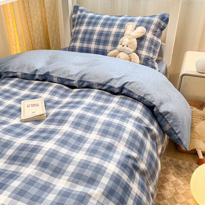 91家纺网 家纺一手货源 找家纺 2024新款小清新全棉印花学生宿舍三件套-68系列 D格瑞