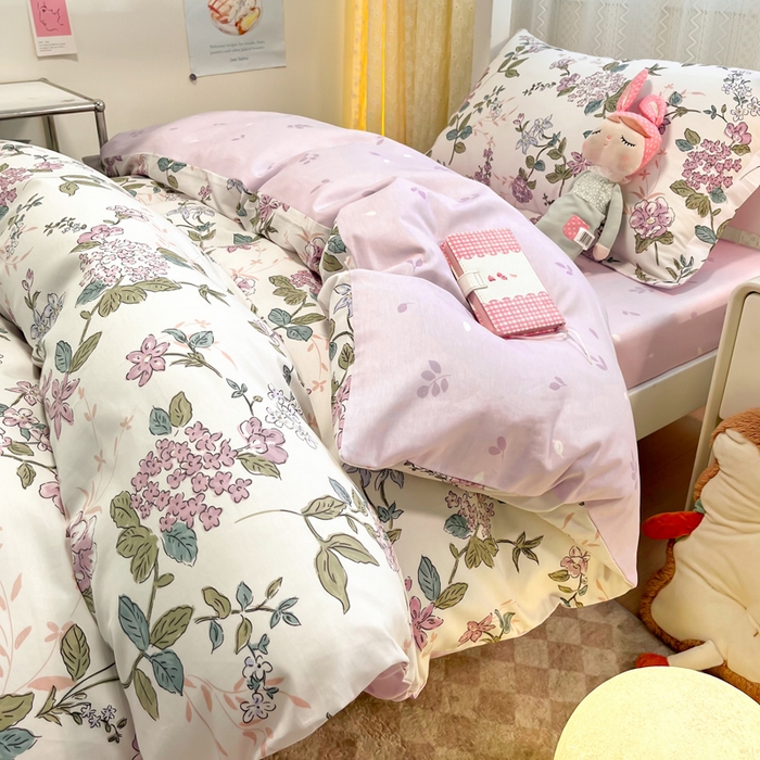 91家纺网 家纺一手货源 找家纺 2024新款小清新全棉印花学生宿舍三件套-68系列 B花之恋