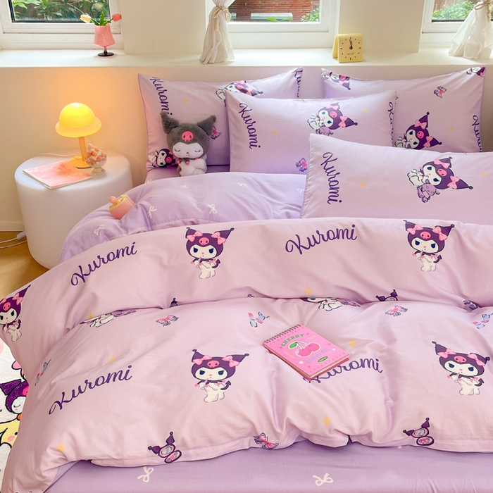 91家纺网 家纺一手货源 找家纺 桃子家居 2024新款三丽鸥正版授权卡通纯棉印花系列四件套 棉三丽鸥-蝴蝶结库洛米