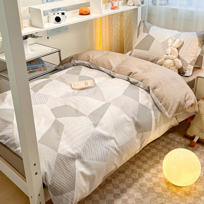 91家纺网 家纺一手货源 找家纺 2024新款小清新全棉印花学生宿舍三件套-68系列 D贝尔