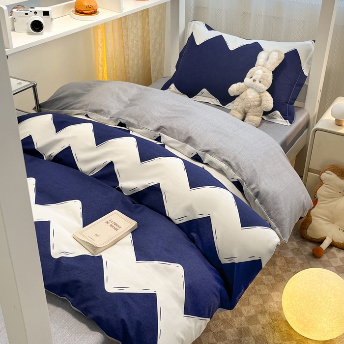 91家纺网 家纺一手货源 找家纺 2024新款小清新全棉印花学生宿舍三件套-68系列 D简爱