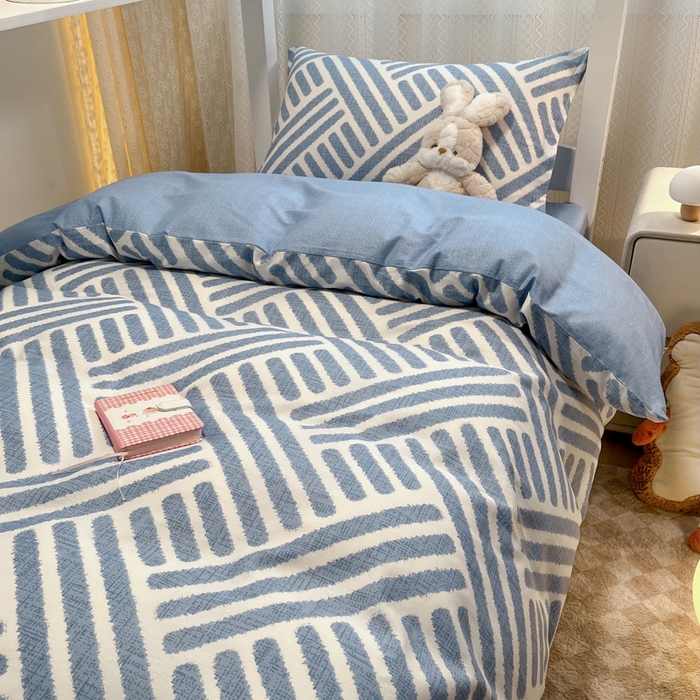 91家纺网 家纺一手货源 找家纺 2024新款小清新全棉印花学生宿舍三件套-68系列 D洛伊-兰