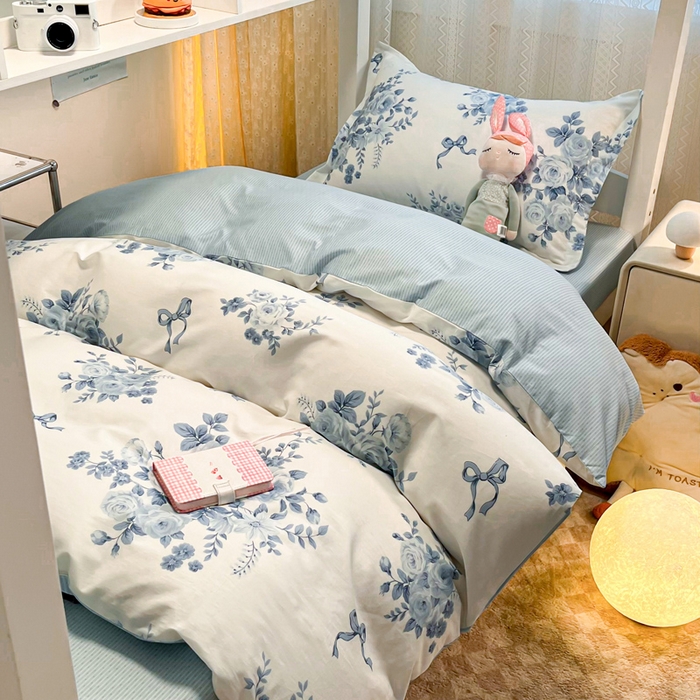 91家纺网 家纺一手货源 找家纺 2024新款小清新全棉印花学生宿舍三件套-68系列 F春宛