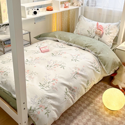 2024新款小清新全棉印花学生宿舍三件套-68系列 B花语