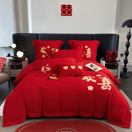 91家纺网 家纺一手货源 找家纺 （总）蒂爵 全棉纯棉简约时尚爆款毛巾绣水洗磨毛婚庆四件套多件套