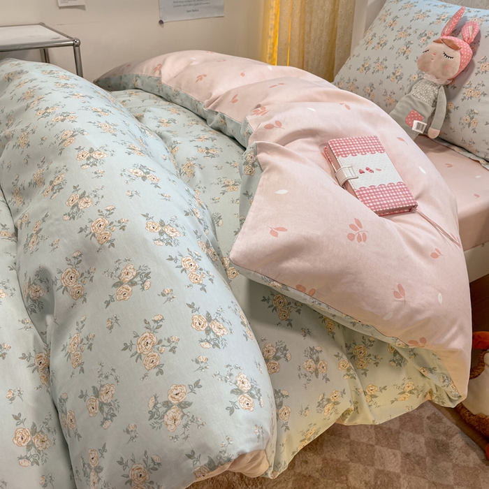 91家纺网 家纺一手货源 找家纺 2024新款小清新全棉印花学生宿舍三件套-68系列 B蔓莎