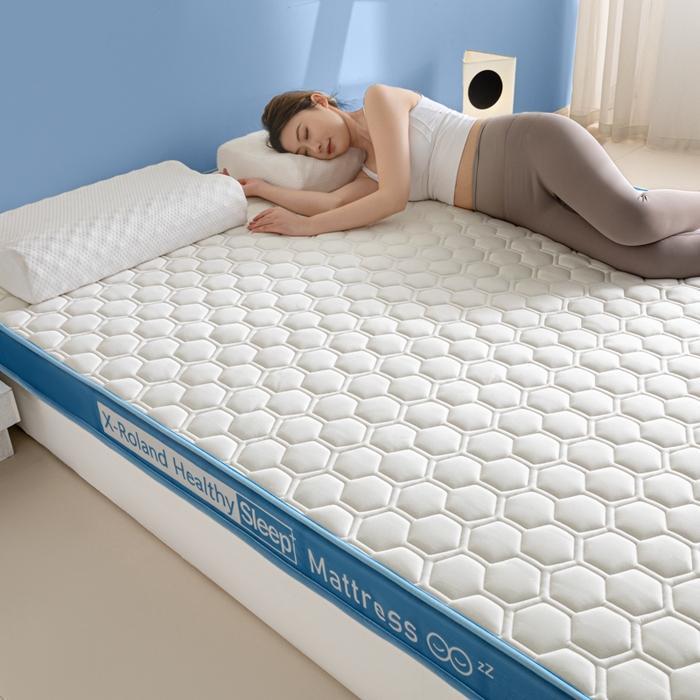 91家纺网 家纺一手货源 找家纺 欣罗兰垫业 2024新款A类牛奶丝记忆棉床垫 菱形蓝