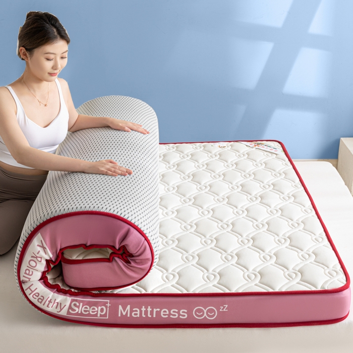 91家纺网 家纺一手货源 找家纺 欣罗兰垫业 2024新款A类牛奶丝记忆棉床垫 祥云粉