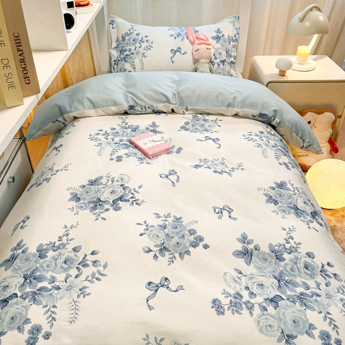 91家纺网 家纺一手货源 找家纺 2024新款小清新全棉印花学生宿舍三件套-68系列 F春宛