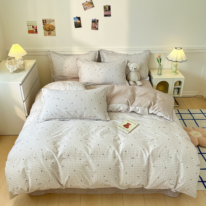 91家纺网 家纺一手货源 找家纺 2024新款小清新全棉印花四件套-68系列 D好心情