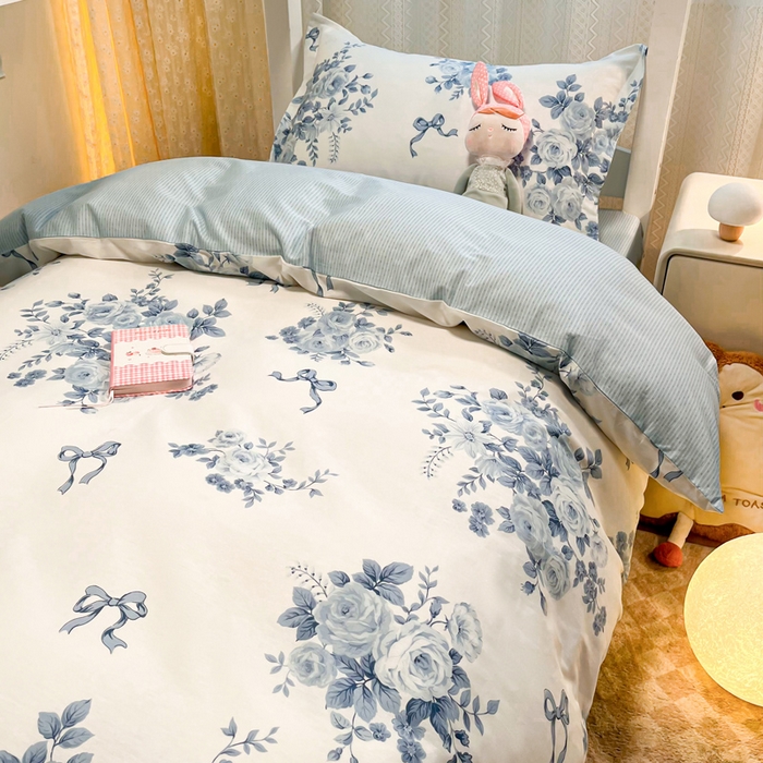 91家纺网 家纺一手货源 找家纺 2024新款小清新全棉印花学生宿舍三件套-68系列 F春宛