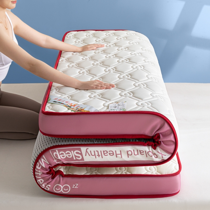 91家纺网 家纺一手货源 找家纺 欣罗兰垫业 2024新款A类牛奶丝记忆棉床垫 祥云粉