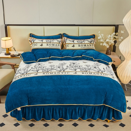 91家纺网 家纺一手货源 找家纺 （总）博兰蒂 2025新款床裙款高克重牛奶绒印花四件套