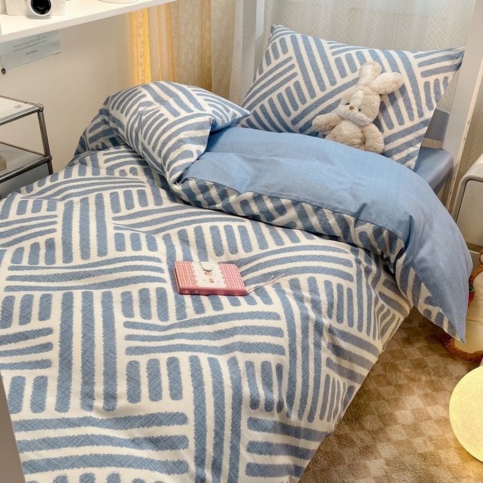 91家纺网 家纺一手货源 找家纺 2024新款小清新全棉印花学生宿舍三件套-68系列 D洛伊-兰