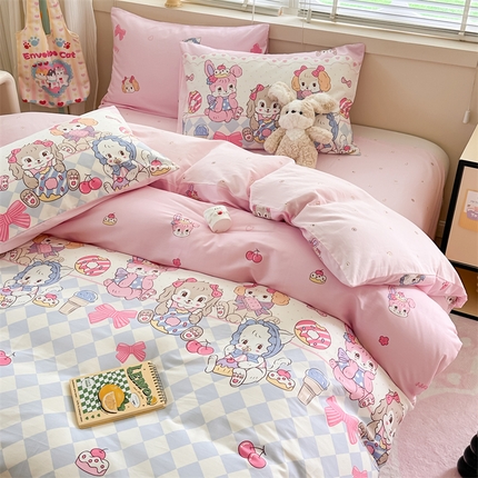 91家纺网 家纺一手货源 找家纺 简宜家居（朝初家纺）2025新款40支全棉四件套 甜品派对