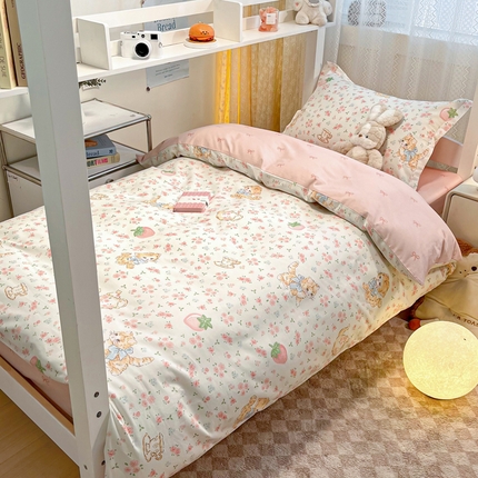 91家纺网 家纺一手货源 找家纺 （总）2024新款小清新全棉印花学生宿舍三件套-68系列