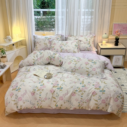 91家纺网 家纺一手货源 找家纺 （总）2024新款小清新全棉印花四件套-68系列