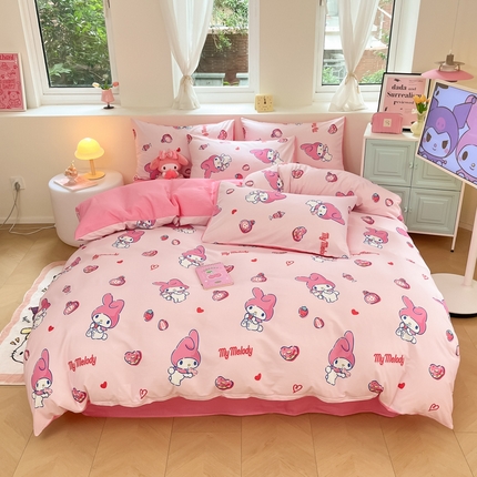 桃子家居 2024新款三丽鸥正版授权卡通纯棉印花系列四件套 棉三丽鸥-甜甜圈美乐蒂