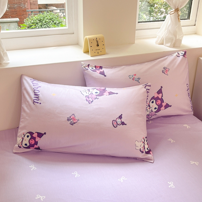 91家纺网 家纺一手货源 找家纺 桃子家居 2024新款三丽鸥正版授权卡通纯棉印花系列四件套 棉三丽鸥-蝴蝶结库洛米