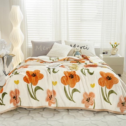 91家纺网 家纺一手货源 找家纺 （总）坦客毯业 2025年新款印花云貂绒毛毯沙发盖毯午睡毯子