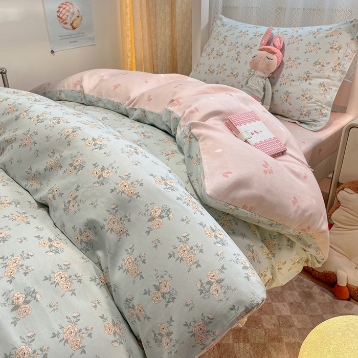 91家纺网 家纺一手货源 找家纺 2024新款小清新全棉印花学生宿舍三件套-68系列 B蔓莎