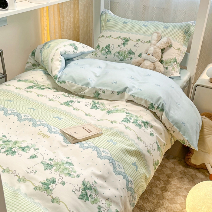 91家纺网 家纺一手货源 找家纺 2024新款小清新全棉印花学生宿舍三件套-68系列 B葡萄园