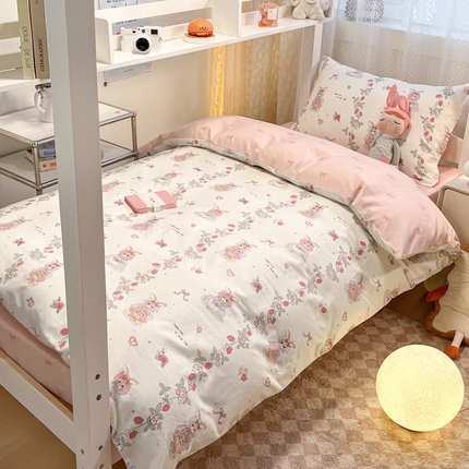 91家纺网 家纺一手货源 找家纺 （总）2024新款小清新全棉印花学生宿舍三件套-68系列