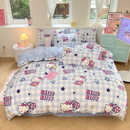 桃子家居 2024新款三丽鸥正版授权卡通纯棉印花系列四件套 棉三丽鸥-幸运星kitty