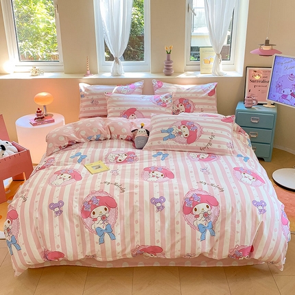 91家纺网 家纺一手货源 找家纺 （总）桃子家居 2024新款三丽鸥正版授权卡通纯棉印花系列四件套