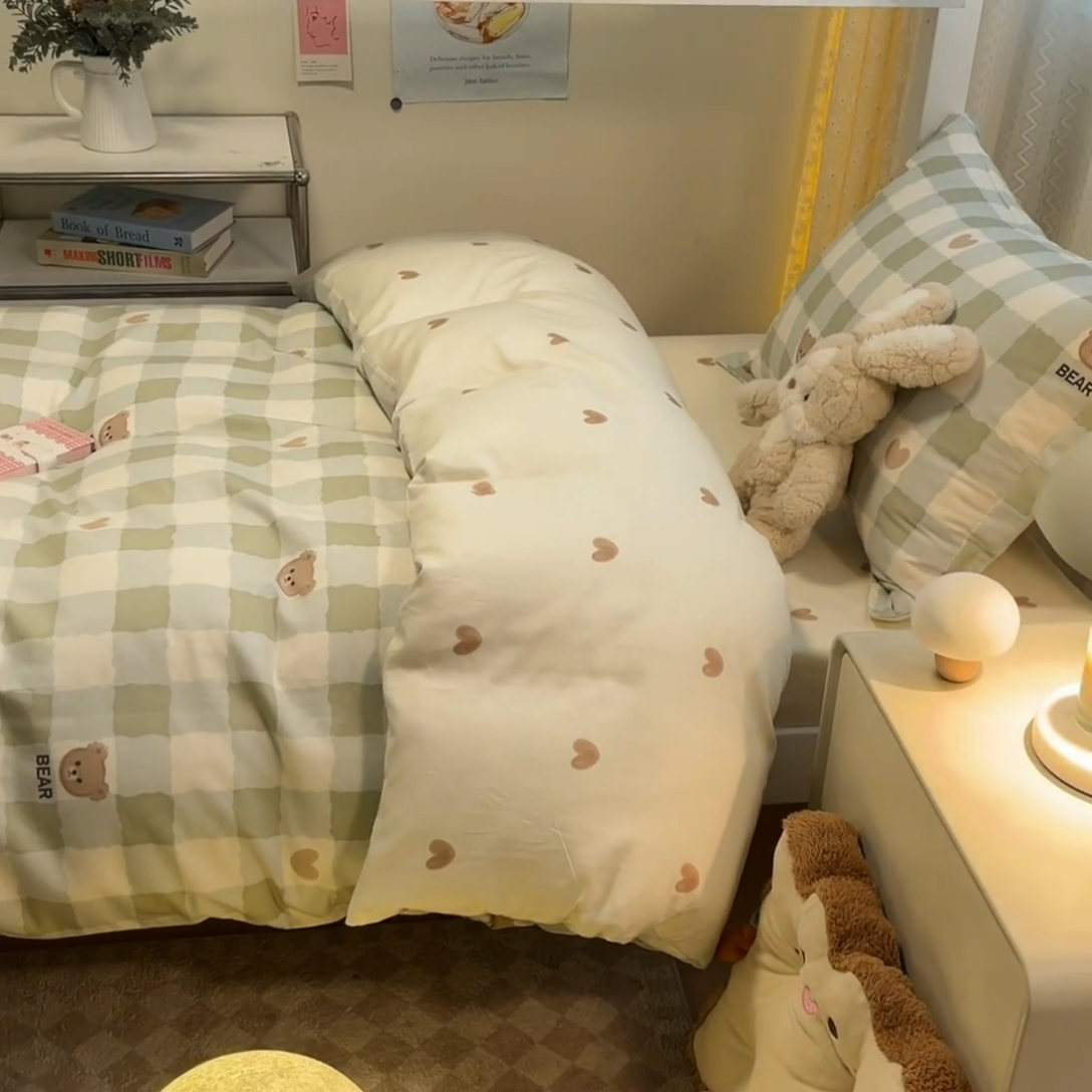 91家纺网 家纺一手货源 找家纺 （总）2024新款小清新全棉印花学生宿舍三件套-68系列